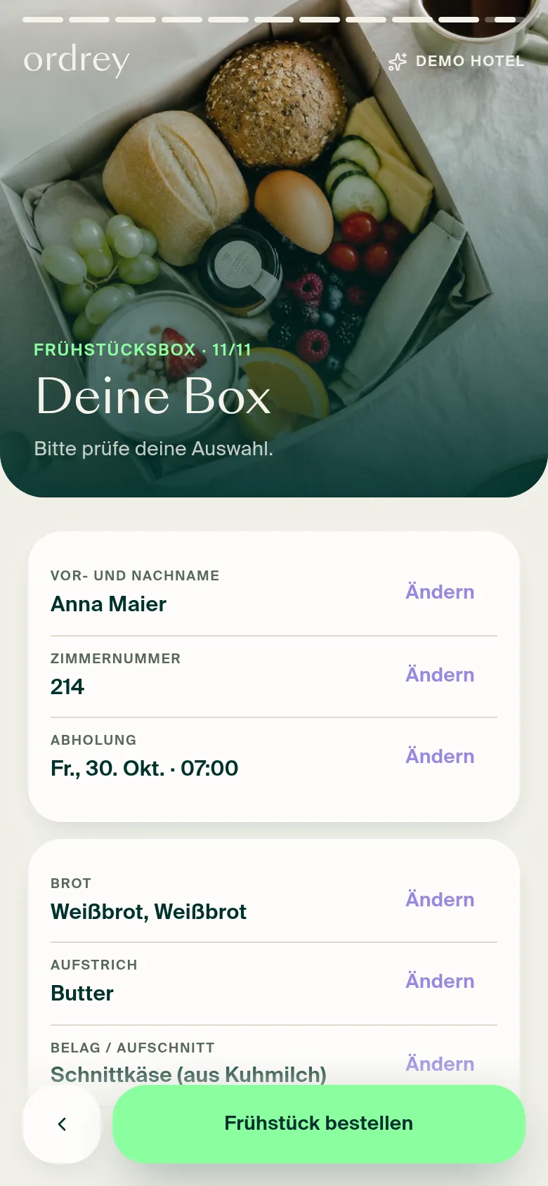 Zusammenfassung vor dem Absenden